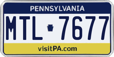 PA license plate MTL7677