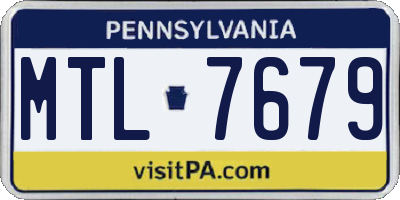 PA license plate MTL7679