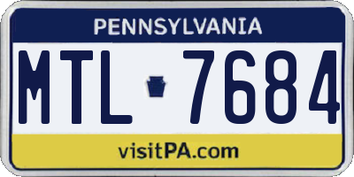 PA license plate MTL7684