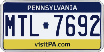 PA license plate MTL7692
