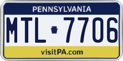 PA license plate MTL7706