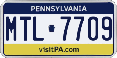 PA license plate MTL7709