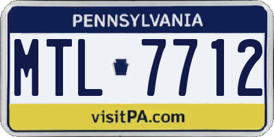 PA license plate MTL7712
