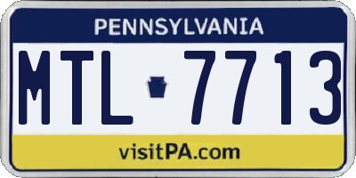 PA license plate MTL7713