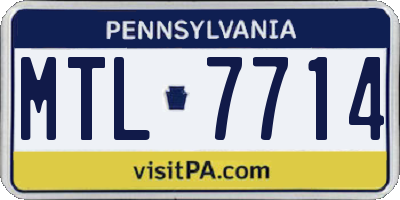 PA license plate MTL7714