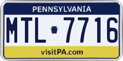 PA license plate MTL7716