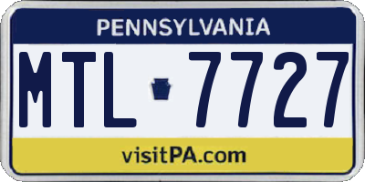 PA license plate MTL7727