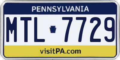 PA license plate MTL7729