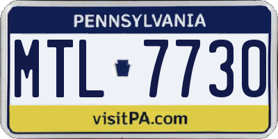 PA license plate MTL7730