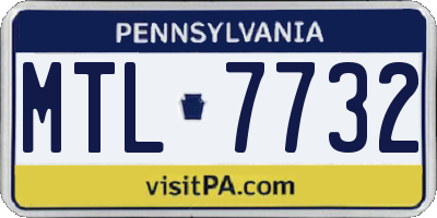 PA license plate MTL7732