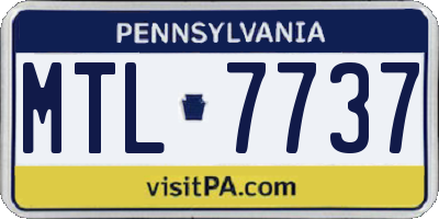 PA license plate MTL7737