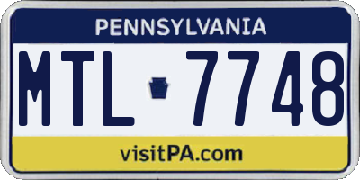 PA license plate MTL7748