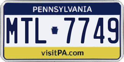 PA license plate MTL7749