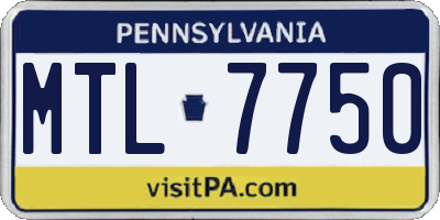 PA license plate MTL7750