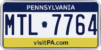 PA license plate MTL7764