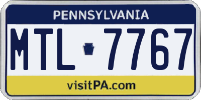 PA license plate MTL7767