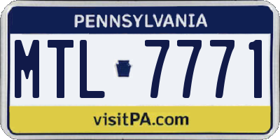 PA license plate MTL7771