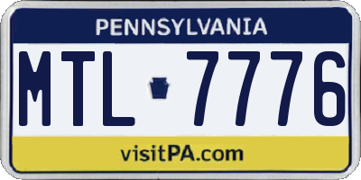PA license plate MTL7776