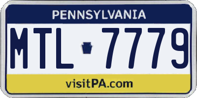 PA license plate MTL7779