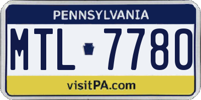 PA license plate MTL7780
