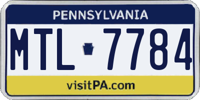 PA license plate MTL7784