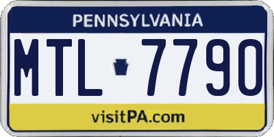 PA license plate MTL7790