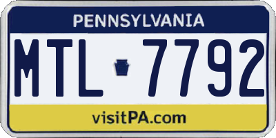 PA license plate MTL7792