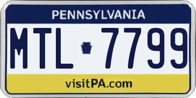 PA license plate MTL7799