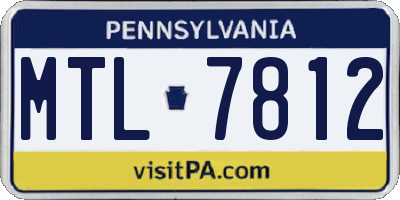 PA license plate MTL7812