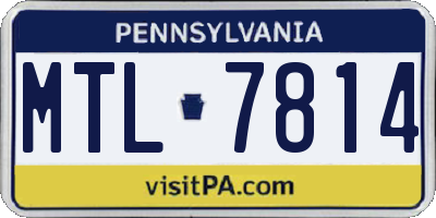 PA license plate MTL7814