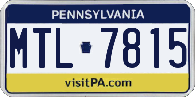PA license plate MTL7815