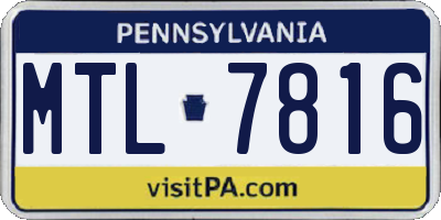 PA license plate MTL7816