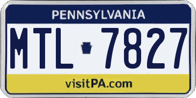 PA license plate MTL7827