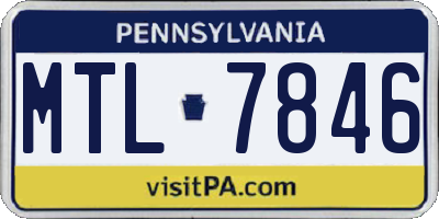 PA license plate MTL7846