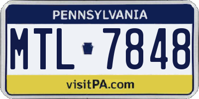 PA license plate MTL7848
