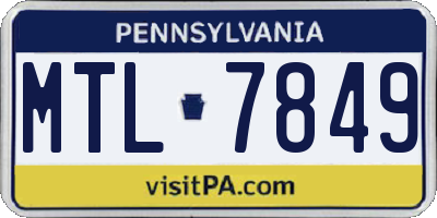 PA license plate MTL7849