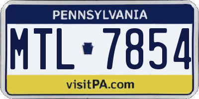PA license plate MTL7854