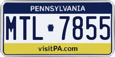 PA license plate MTL7855