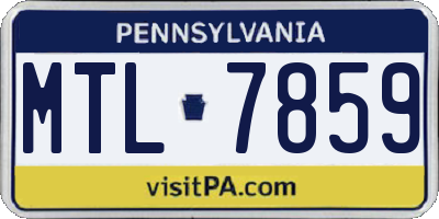 PA license plate MTL7859