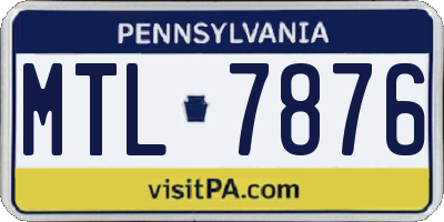 PA license plate MTL7876