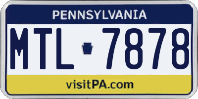 PA license plate MTL7878