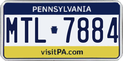 PA license plate MTL7884