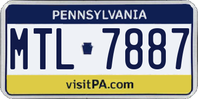 PA license plate MTL7887