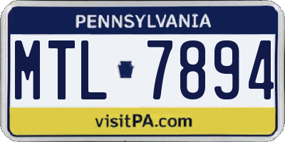 PA license plate MTL7894