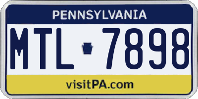 PA license plate MTL7898