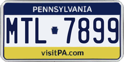 PA license plate MTL7899