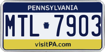 PA license plate MTL7903