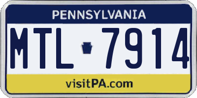 PA license plate MTL7914