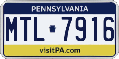 PA license plate MTL7916