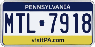 PA license plate MTL7918